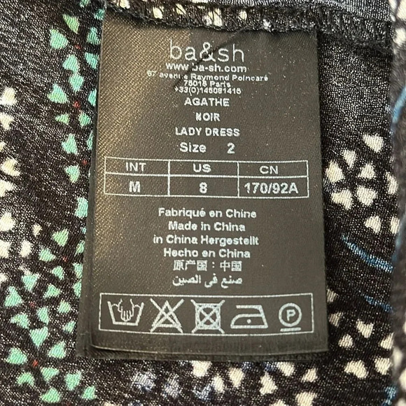 Ba&sh sz 2 Agathe Noir Lady Dress great pre owned cond, v neck side zip viscose - Picture 7 of 8